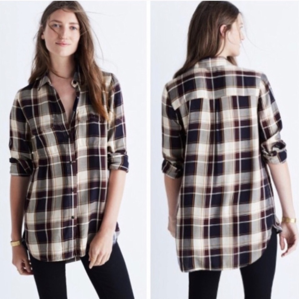 Madewell Classic Navy Plaid Ex Boyfriend Hanna button down
